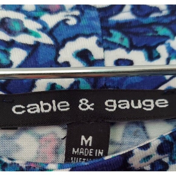 Cable & Gage Blue Top Medium Tunic Slit Sleeves Chrome Grommet Accents - Picture 6 of 10